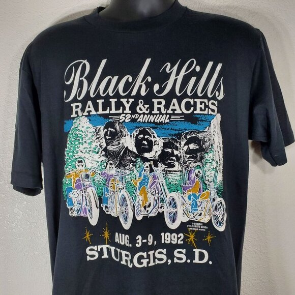 VTG 1992 Black Hills Rally & Races 52nd T-Shirt XL Sturgis Motorcycle Rally USA - Picture 9 of 9